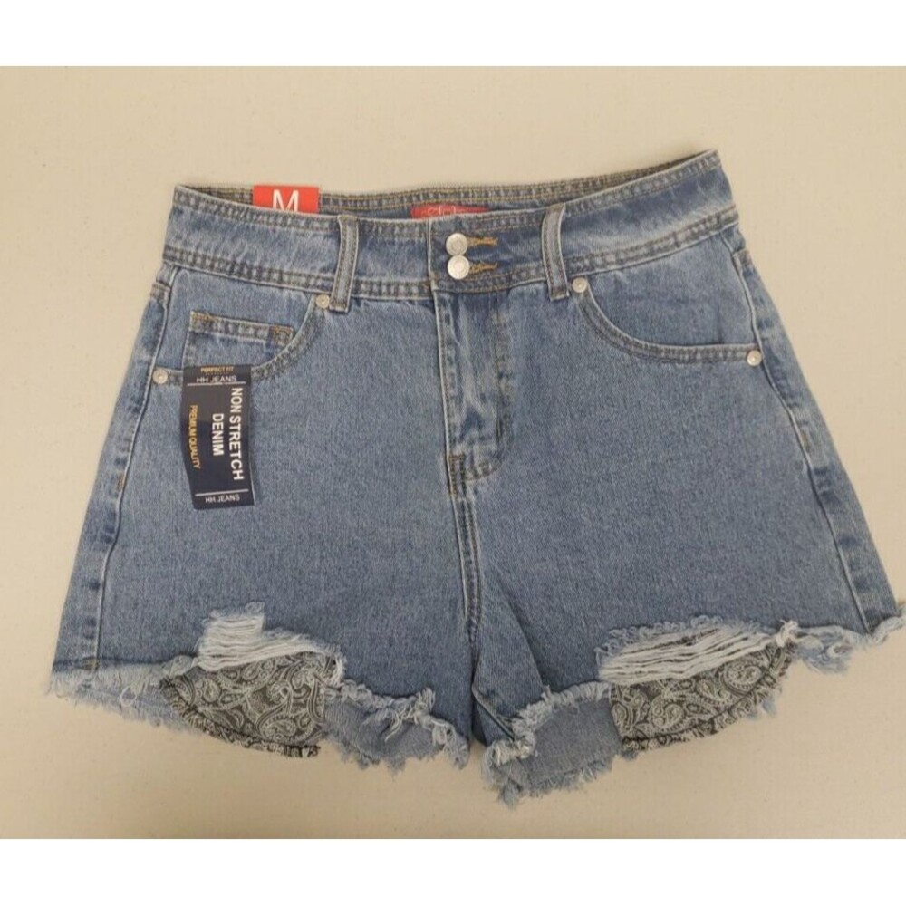 HH Cut Off Denim Jean Shorts Mid Rise Womens Distressed Frayed Sz M NWOT USA